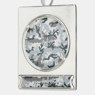 Urban camouflage silver plated banner ornament