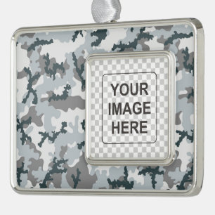 Urban camouflage silver plated framed ornament
