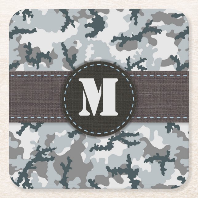 Urban camouflage square paper coaster (Front)