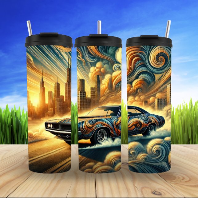 Urban Car Fusion Against Futuristic Cityscape  Thermal Tumbler (Creator Uploaded)