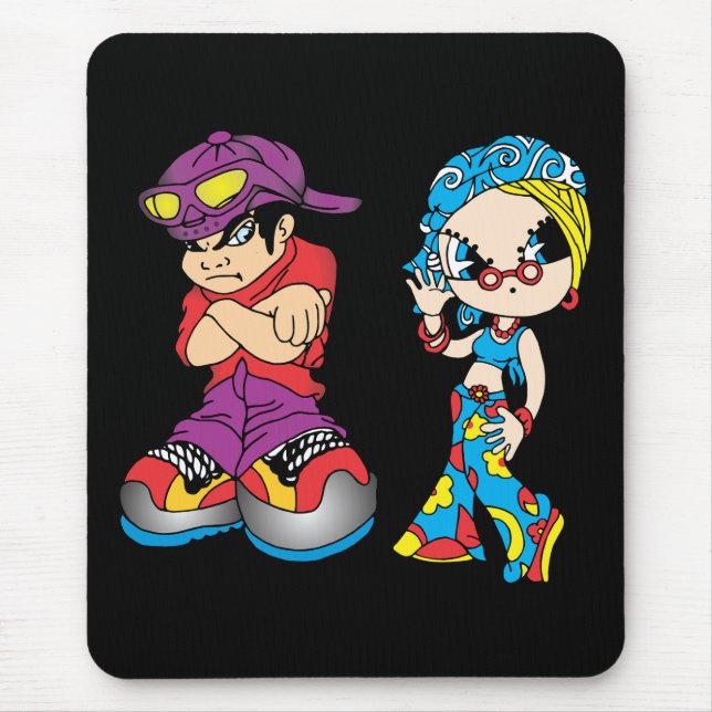 Urban Cartoon Duo Tee Mouse Mat (Front)