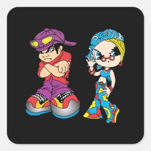 Urban Cartoon Duo Tee Square Sticker