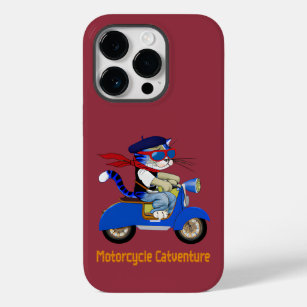 urban cat blue scooter - Funny cat Case-Mate iPhone 14 Pro Case