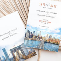 Urban Chic Brooklyn Bridge Save the Date Skyline