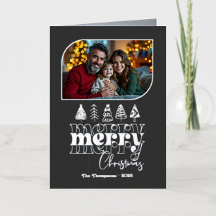 Urban Chic Hand Drawn Merry Christmas Photo Foil Holiday Card