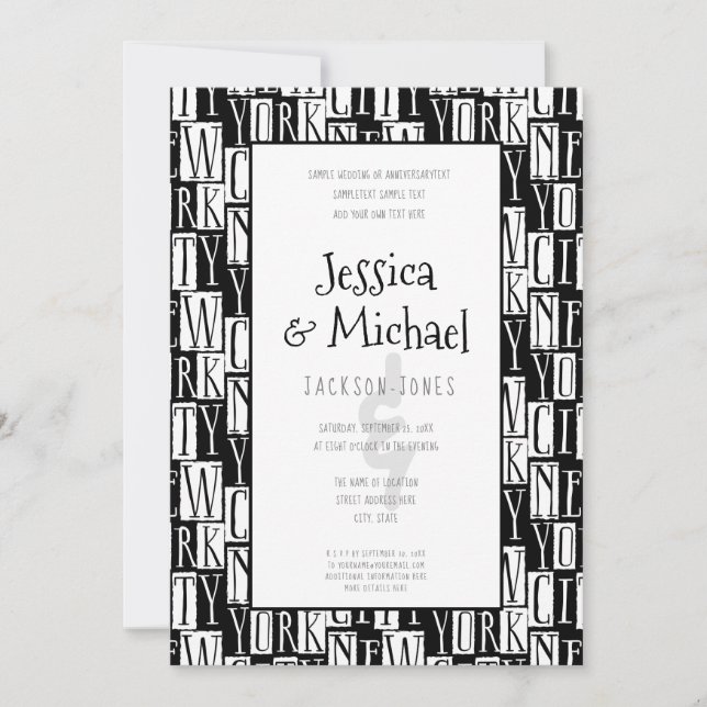 Urban Chic New York City Wedding Invitations (Front)