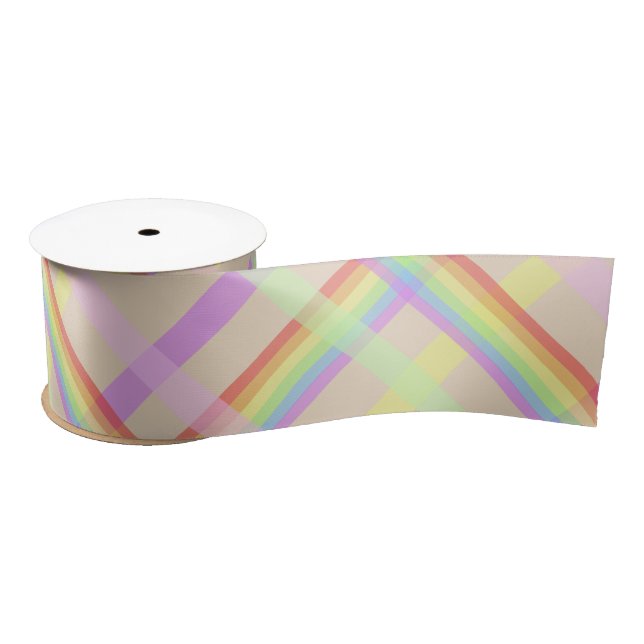 Urban Chic Rainbow Plaid Pattern Satin Ribbon (Spool)