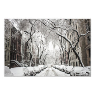 Urban Christmas Snow in Brooklyn NY Photo Print