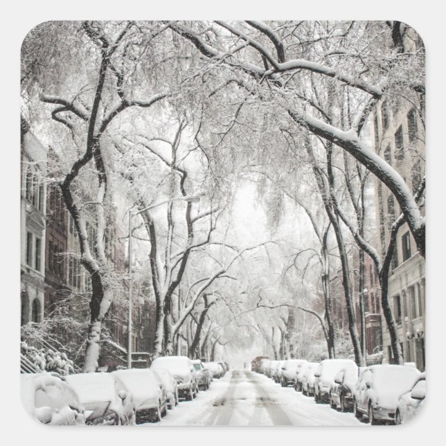 Urban Christmas Snow in Brooklyn NY Square Sticker (Front)