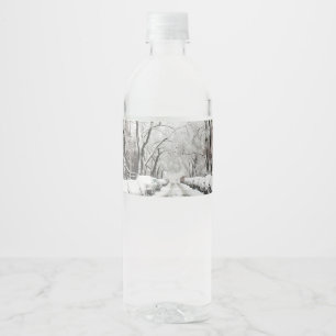 Urban Christmas Snow in Brooklyn NY Water Bottle Label