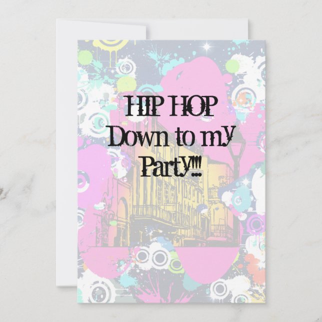 urban city graffiti paint splatter hip hop party invitation (Front)