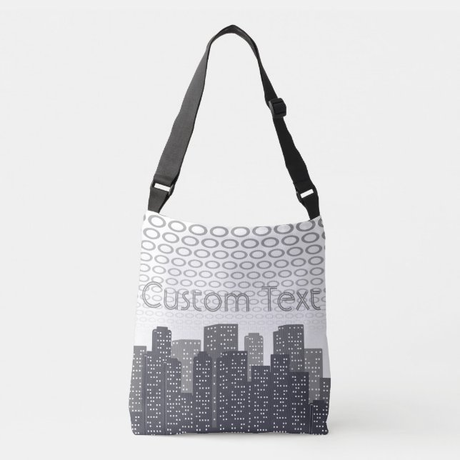 Urban Cityscape Shades of Grey Custom Text Crossbody Bag (Front)