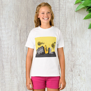 Urban Cityscape Yellow and Grey Retro Abstract T-Shirt