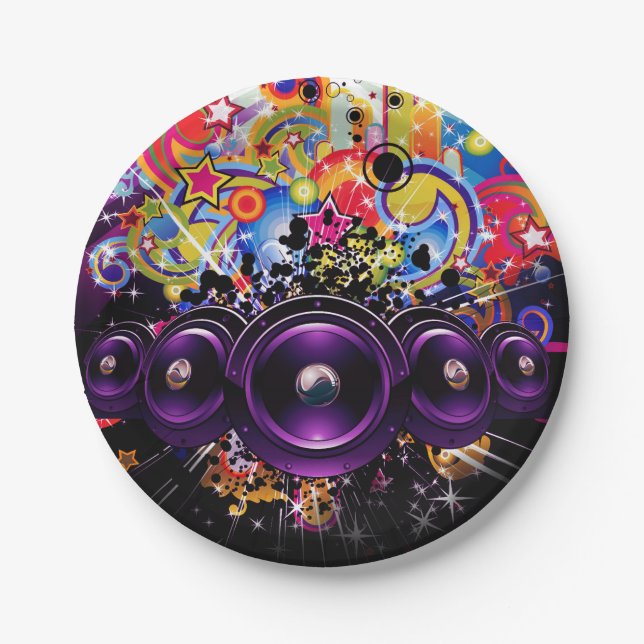 Urban Club Hip Hop DJ Dancing Dance Party Paper Plate (Front)