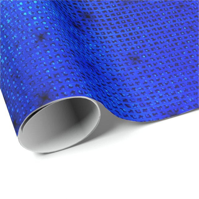 Urban Cobalt Blue Black Elegant Grill Sequins Wrapping Paper (Roll Corner)