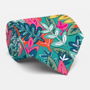 Urban colourful Jungle foliage Pattern Tie