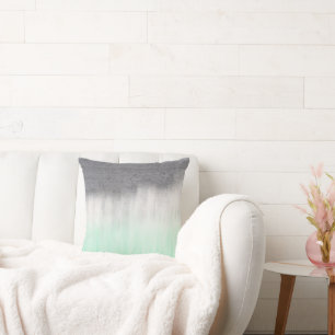 Urban concrete, green mint cushion