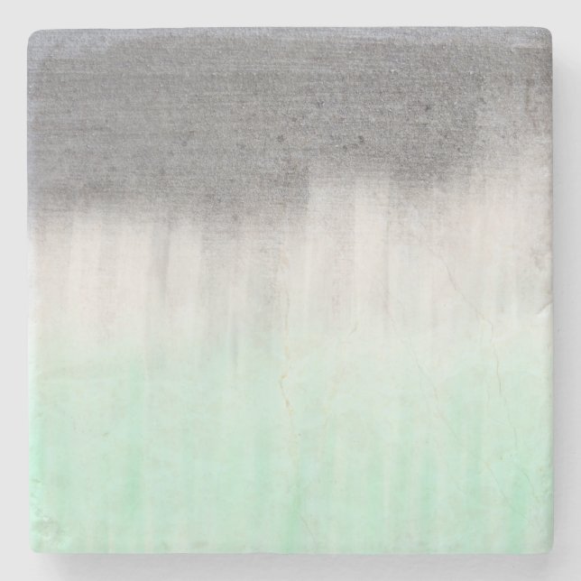 urban concrete, mint green stone coaster (Front)