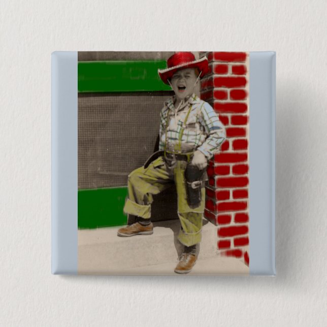 urban cowboy 15 cm square badge (Front)