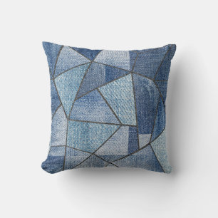 Urban Denim: Distressed Patchwork Design Cushion