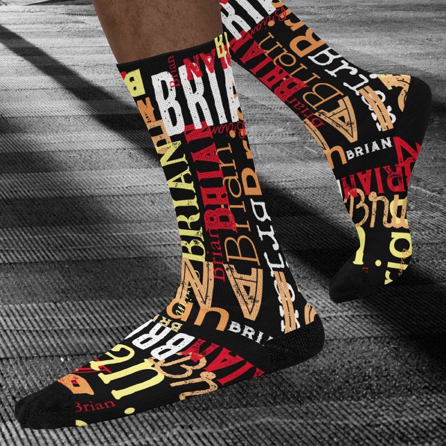 Urban Distressed Typography Cool and Modern Socks (cool typography pattern)