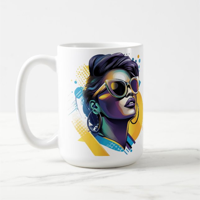 Urban Diva - Bold Vector Portrait of Retro Glamor Coffee Mug (Left)