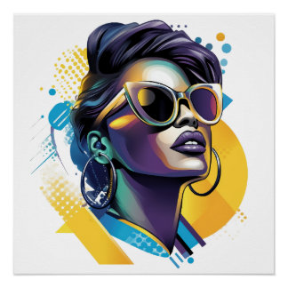 Urban Diva - Bold Vector Portrait of Retro Glamor Poster