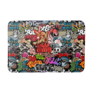 Urban dynamic street art Graffiti art pattern Bath Mat