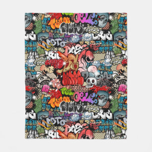 Urban dynamic street art Graffiti art pattern Fleece Blanket