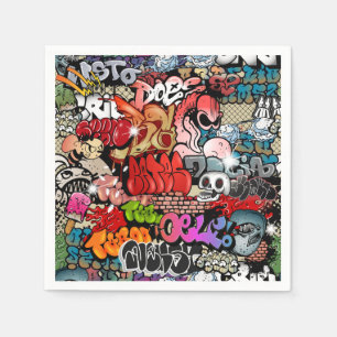 Urban dynamic street art Graffiti art pattern Napkin