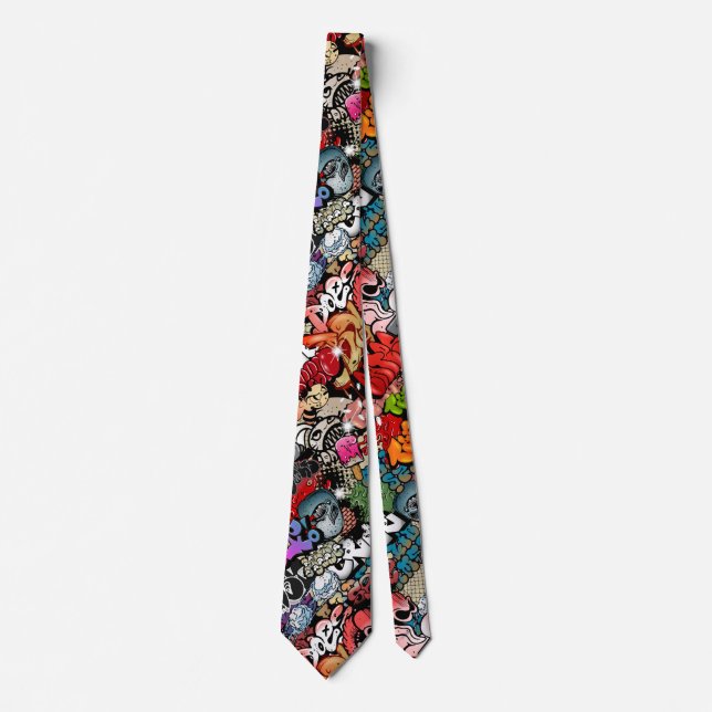 Urban dynamic street art Graffiti art pattern Tie (Front)