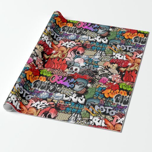 Image of Urban dynamic street art Graffiti art pattern Wrapping Paper