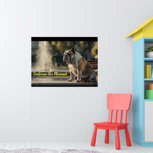 Urban Elegance: English Bulldog in the Park Poster