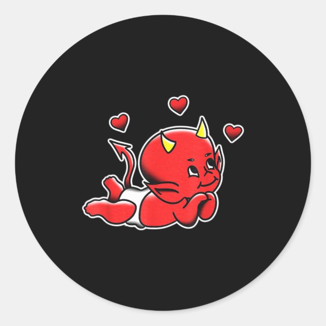 Urban Empyre Kewe Baby Cud Devil Demon Love , Smal Classic Round Sticker (Front)