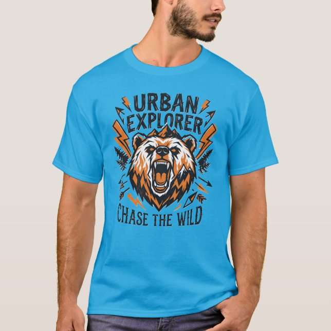 Urban Explorer Shirt Bear Adventure Hiking Graphic (Front)