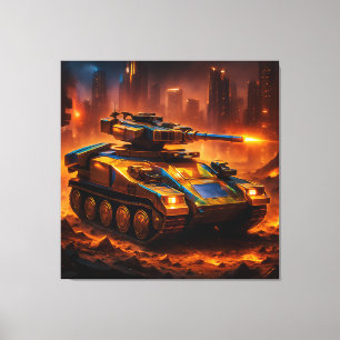 “Urban Firestorm – Futuristic Tank Battle Poster” Canvas Print
