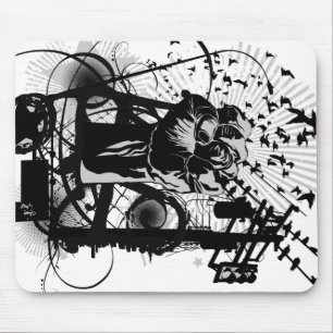 Urban Fist with crows and wires illustration. Mouse Mat