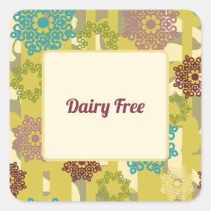 Urban Floral Dairy Free Dietary Requirement  Square Sticker