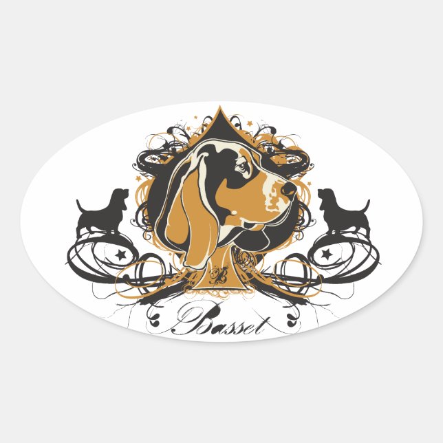 Urban Flourish Basset Hound Sticker (Front)