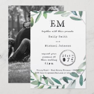 Urban Garden Charm - Rustic Leaf Typeset Kraft Invitation