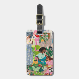 Urban gardening girly illustrations luggage tag