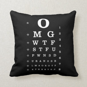 Urban Geek Dictionary Eye Chart Pillow