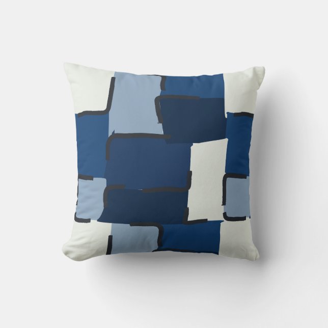 Urban Geo | Cobalt Cool | Hero Pattern Cushion (Front)
