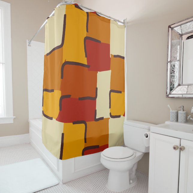 Urban Geo | Terra Warm | Hero Pattern Shower Curtain (In Situ)