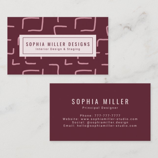 Urban Geo | Wine Berry | Blender Pattern Business Card (Front/Back)