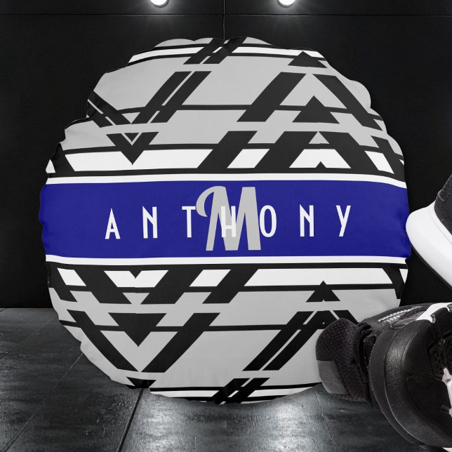 Urban Geometric Teen Room Personalized Round Cushion (Creator Uploaded)