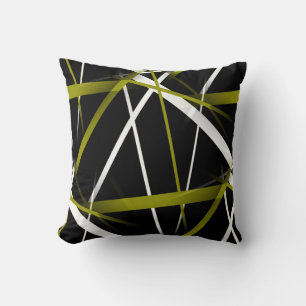Urban Geometry Black Olive-Green Cushion