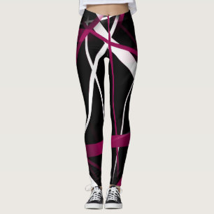 Urban Geometry Black White Magenta-Pink Leggings