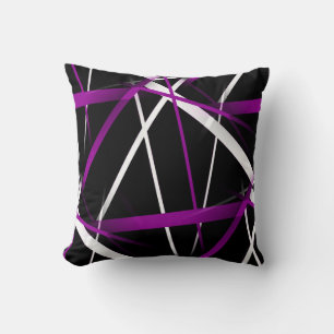 Urban Geometry Black White Purple Cushion