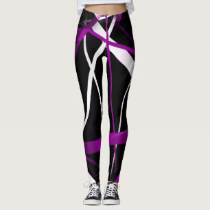 Urban Geometry Black White Purple Leggings